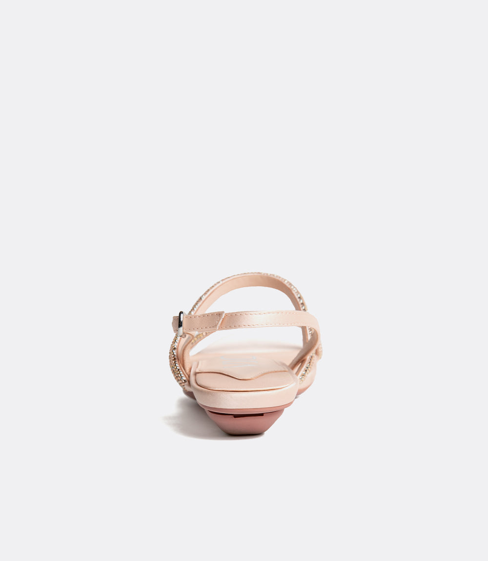 Rose gold crystal sandals as a flat